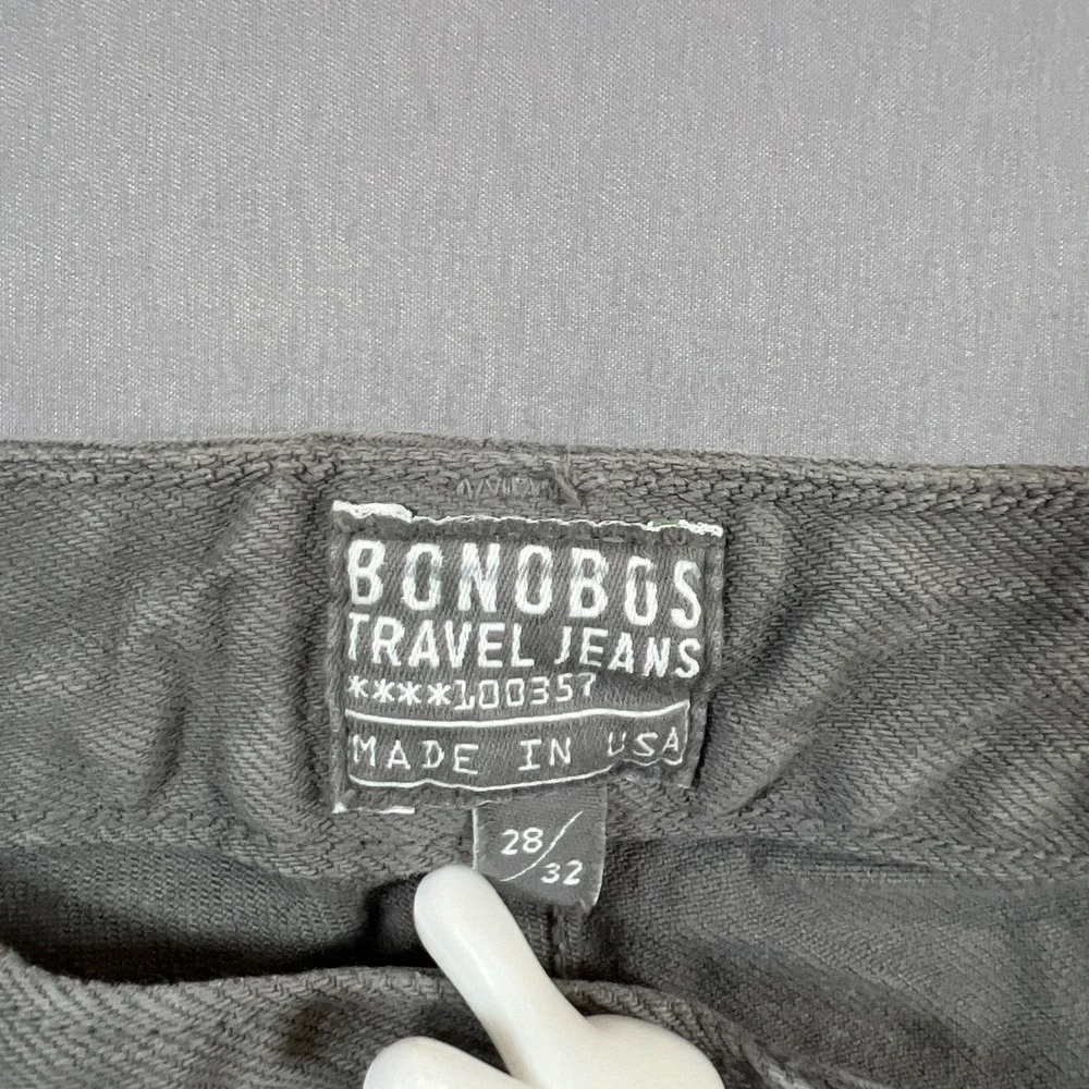 Bonobos Travel Jeans Men 28x32 Gray Cotton Stretch Low Rise Straight Leg Zip Fly